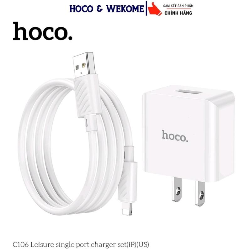 [ Ưu Đãi ] BỘ SẠC HOCO C106 Sạc Nhanh 10.5W Tiêu Chuẩn 1 Cổng USB Kèm Dây Cáp 3 Tùy Chọn Chân USB - Lightning ( iPhone ) / USB - TypeC / USB - Micro, Bộ Sạc Bền Bỉ C106 Chính Hãng Hoco, Bảo Hành 12 Tháng.