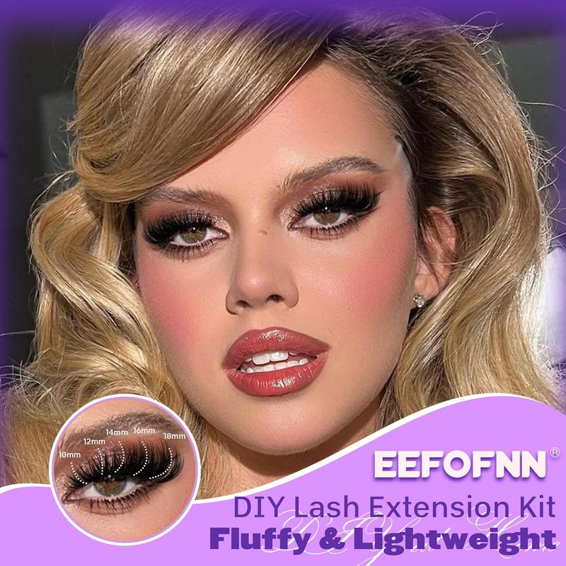 Product Introduction of Individual False Eyelashes with Glue & Remover & Tweezers, 1 Set Natural Look Eyelash Extensions, Self Grafting Curl Eyelashes, Eye Makeup Enhancement, Cosmetic 4
