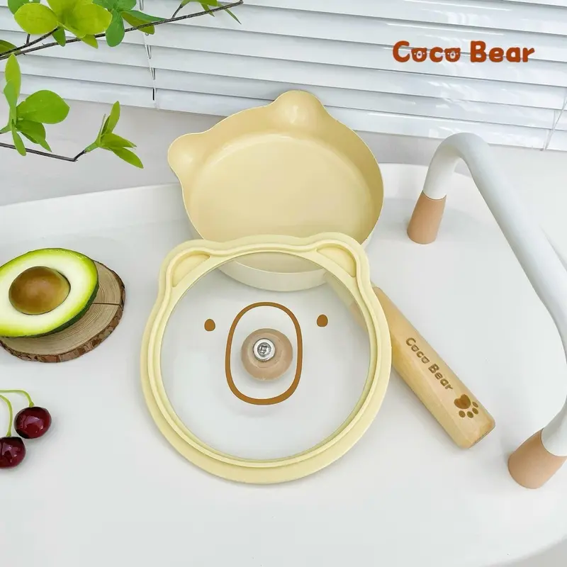 Bộ nồi chảo gấu Cocobear kèm thìa khuấy chống dính cho bé ăn dặm 3