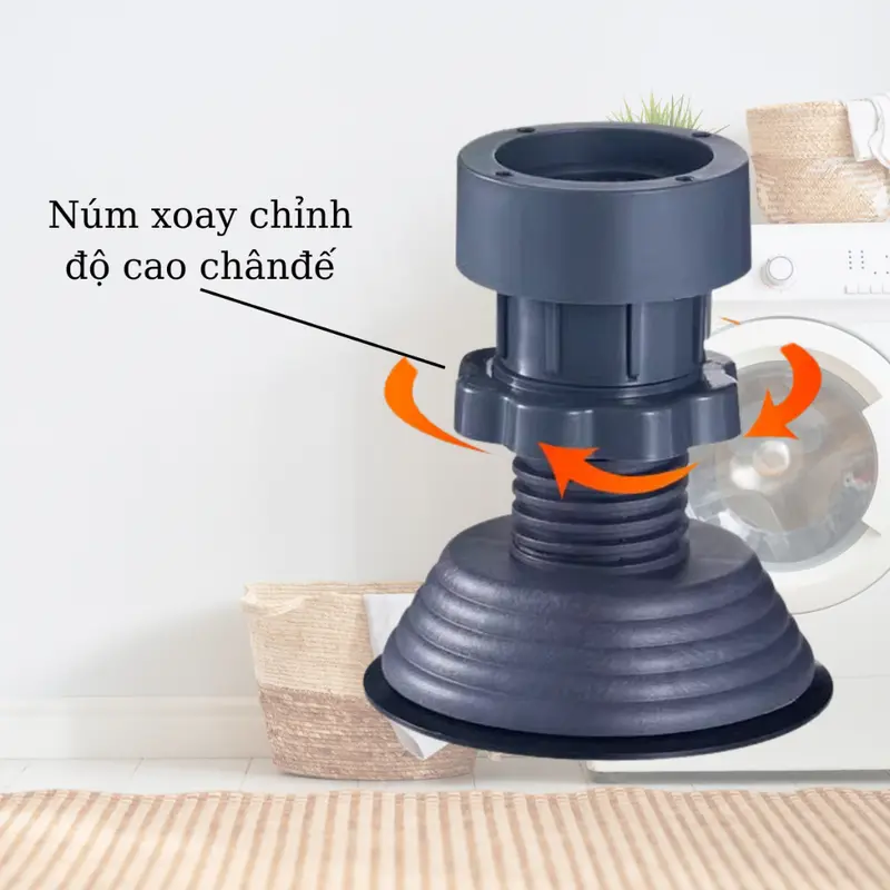 Bộ 4 chân chống rung tăng giảm cho máy giặt, tủ lạnh - Đế cao su chống trượt 2