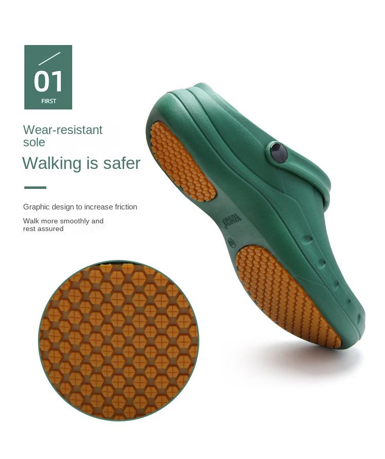 Product Introduction of Giày Đầu Bếp, Dành Cho Nam Và Nữ, Chất Liệu EVA, Dép Siêu Nhẹ, Thích Hợp Cho Bác Sĩ Và Y Tá, Giày Phẫu Thuật, Guốc Thông Gió Chống Trượt, Chống Thấm Nước Và Chống Dầu, Giày Đi Làm Đế Bằng Sandal 12