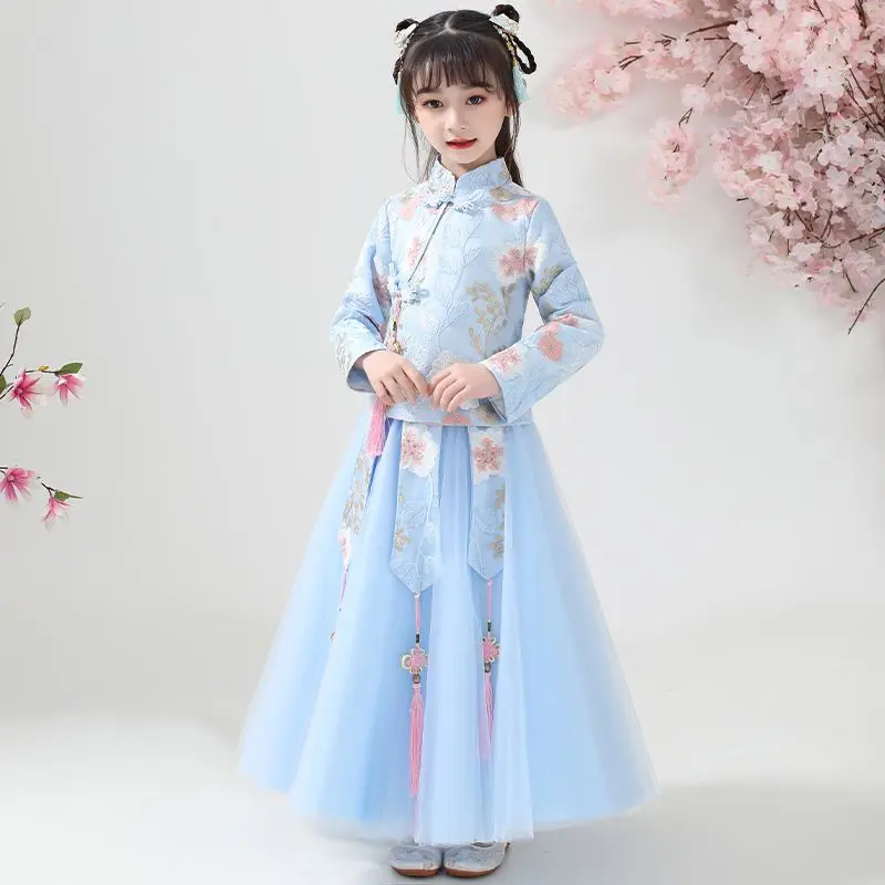 Quần Áo Trẻ Em, Thời Trang, Trang Phục Hán Phục Trung Quốc Cho Bé Gái, Thích Hợp Cho Trẻ Em Trung Và Lớn, Quần Áo Mùa Thu Và Mùa Đông, Phong Cách Siêu Thanh Lịch, Trang Phục Trung Hoa, Bộ Đồ Đường Cần Tây Cho Bé Gái 5