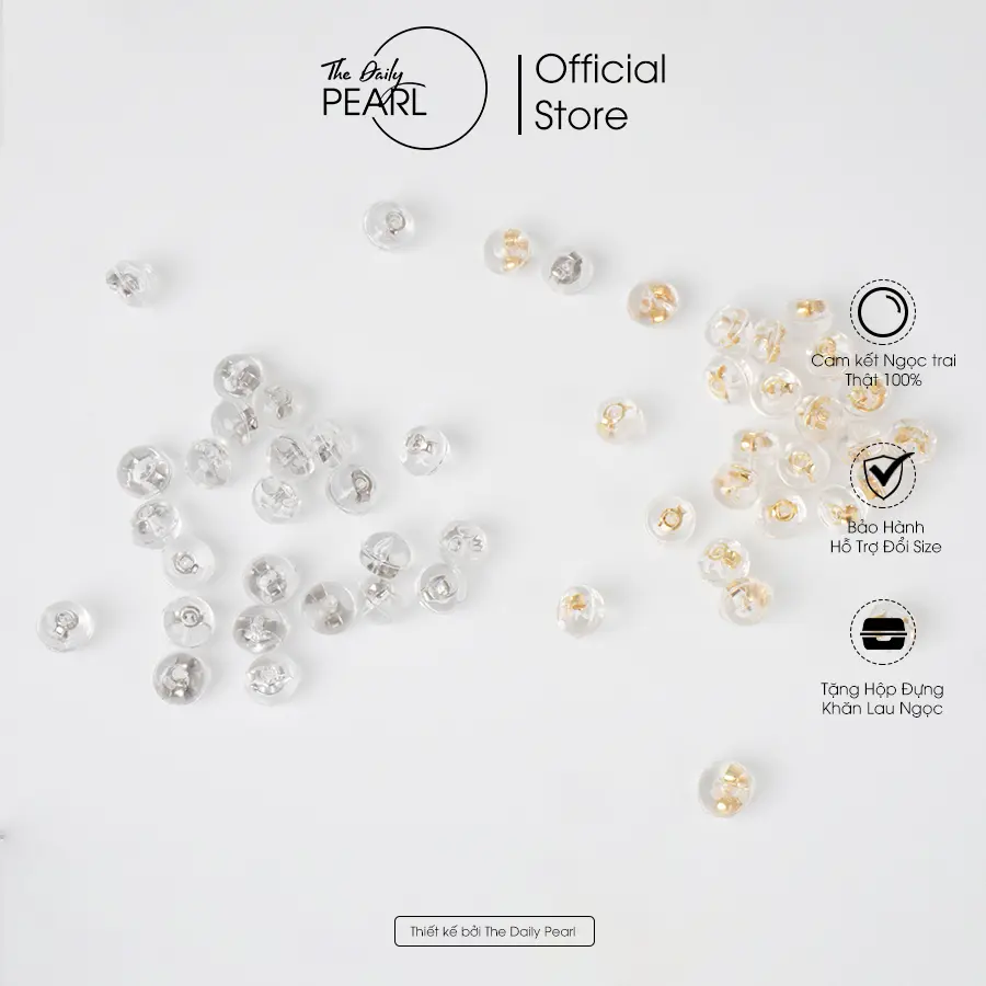 Chốt bông tai Bạc s925 bọc Silicon cao cấp