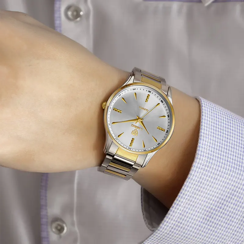 Jam Tangan Analog Pasangan Silver Gold 2
