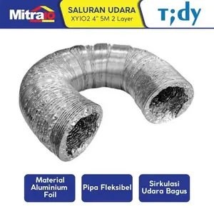 Tidy Aluminium Saluran Udara Fleksibel XY102 4 Inch 2 Lapisan 5 Meter