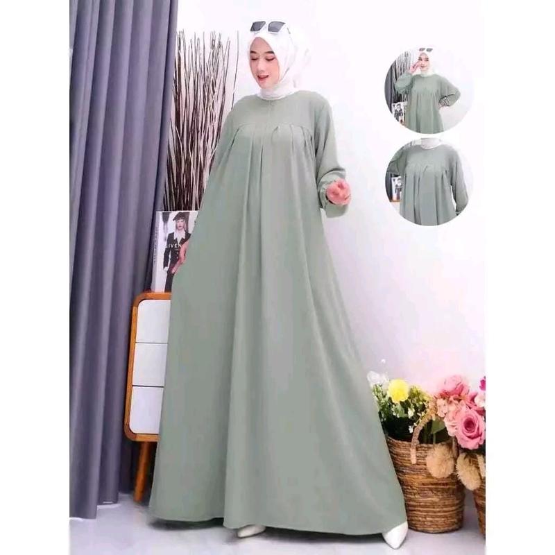 Gamis Aufa Airflow dress Aufa Busui Jumbo Termurah gamis polos LD125cm Lebaran 3