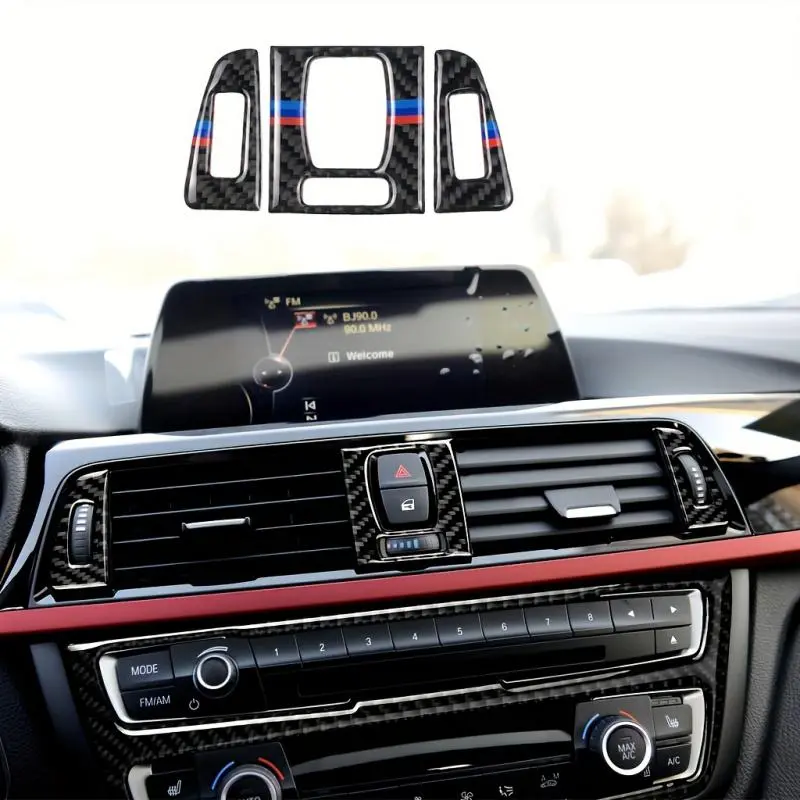 Car Air Vent Trim Decals, Resin Interior Accessory Accents for Dashboard Ventilation Outlet Decoration Compatible with BMW 3 Series 2013-2017