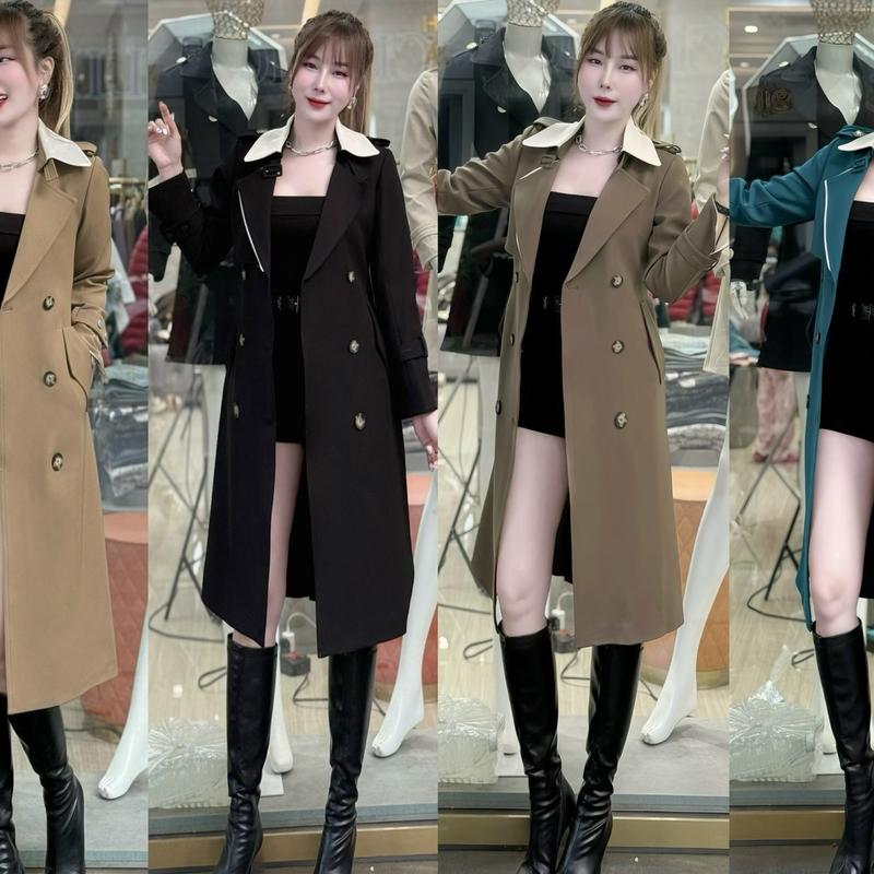 ÁO MĂNG TÔ NỮ DÁNG DÀI PHỐI CỔ TRẮNG NHIỀU MÀU A33