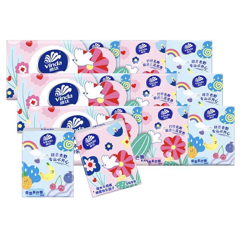 60 Gói Khăn giấy khô mini tiện dụng hiệu Vinda - hàng cao cấp siêu thị trung - bột nguyên chất