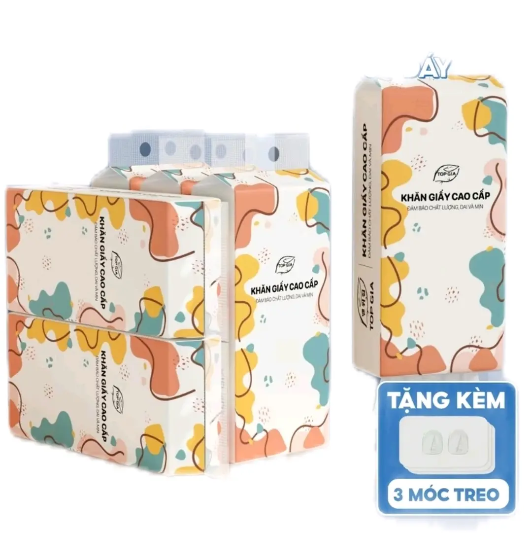 Khăn giấy cao cấp, đảm bảo an toàn chất lượng,dai và mịn, lau tay ,lau mặt,lau chén đũa ok luôn cả nhà mình,1 combo 6bich giá chỉ: 169 k tặng 3 móc kèm theo