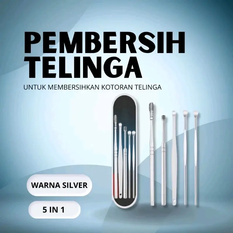 ALAT PEMBERSIH TELINGA / KOREK KUPING 5 IN 1 dan 8 IN 1 / EAR PICK CLEANER STAINLESS STEEL 1