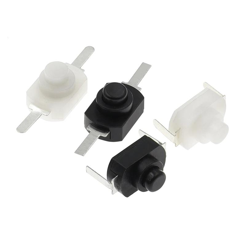 Product Introduction of 10PCS 1288BM Push Button Switch Black White Flashlight Switches Bent Feet Flat Foot 1288 BM 16340 1208YD ON-OFF 1