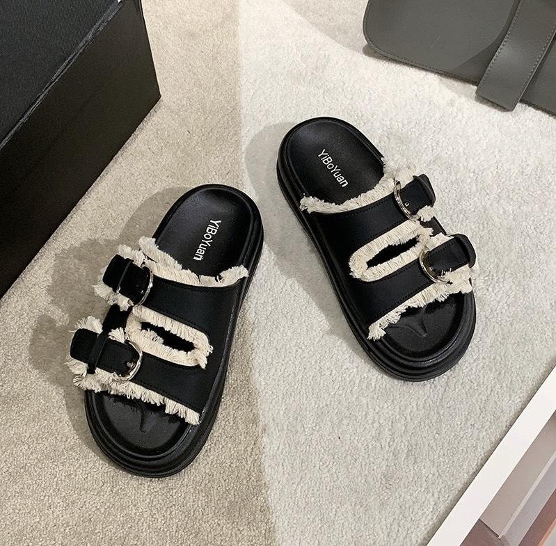 "Dép quai ngang tua rua YIBO siêu nhẹ Đón nhận sự thoải mái và phong cách cùng " FULLBOX-LAOỊ ĐẸP DéP GiàY Nữ Shoes Nhung Đồng 0