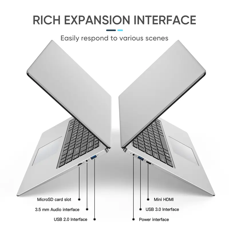 AMOLI  [2024 Baru] Laptop baru asli 15,6‘’ Layar IPS HD intel J4015 RAM 8GB + SSD 256GB lengkap Instal WINDOWS 11 +Office secara gratis Menduku Murah dan portabel laptop 1