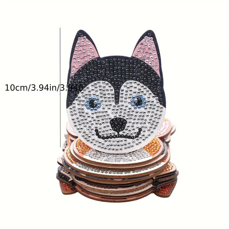 Cute Dog Pattern DIY Diamond Arts Colorful Painting Coaster Kit, 10pcs/set Fun DIY Decorative Art Coaster, Home Decor Set, DIY Decorative Craft for Home Office Coffee Table 1