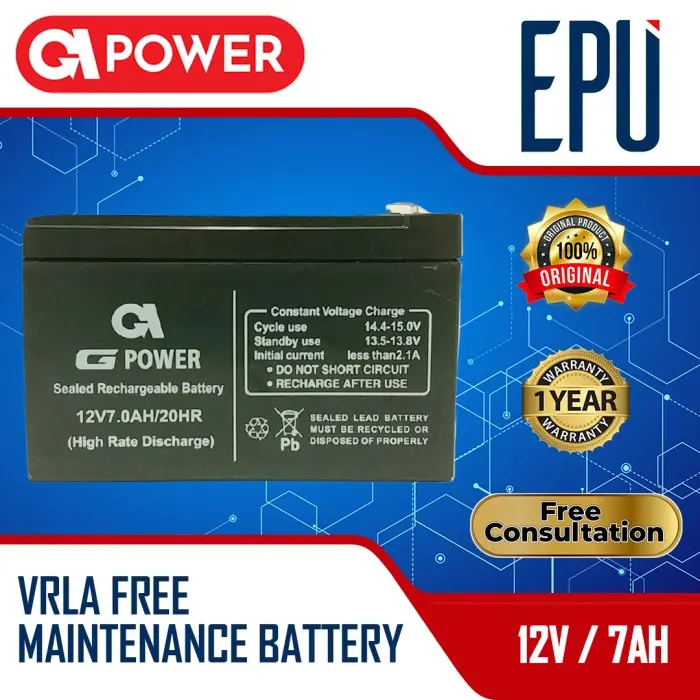 Aki UPS Gpower 12V 7AH Baterai UPS Battery Aki Kering UPS Batere VRLA