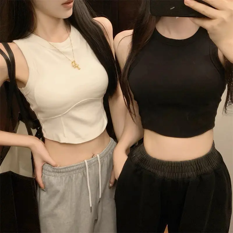 Áo Ba Lỗ Croptop Nữ - Áo Ba Lỗ Sát Nách Croptop Cotton Kèm Đệm Ngực Fit Body Tiệm Vải Xinh