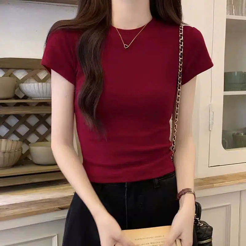 Áo thun babytee trơn cổ tròn ôm body tôn dáng ameehouse