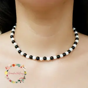 Senada Victory Kalung Choker Pearl Mutiara Hitam Putih TSVK00015