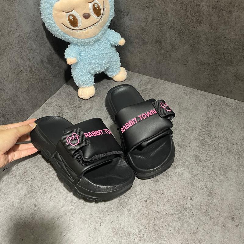 Dép quai ngang  Nữ RABBIT.TOWN quai xé in hình, đế cao 4cm - Nữ Đế Bằng Dép Cao Su dép rabbit Slipper Jean Đồng Women