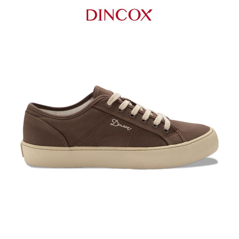 Giày Sneaker Đế Bằng Vải Canvas Nam Nữ E18 Chocolate Dincox Shoes Đế Cao Su