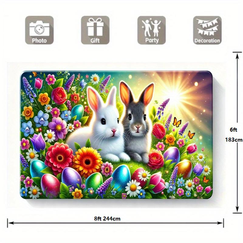Biểu Ngữ Thỏ Phục Sinh ZXDTJD, 1 Cái, Đồ Trang Trí Tiệc Mùa Xuân / Mùa Hè Rực Rỡ, Đạo Cụ Gian Hàng Ảnh Polyester Bền, Có Thỏ Đáng Yêu Và Hoa Đầy Màu Sắc, Thích Hợp Sử Dụng Trong Nhà Và Ngoài Trời Cho Vườn, Sinh Nhật Và Lễ Kỷ Niệm Phục Sinh, Phụ Kiện Thỏ 3