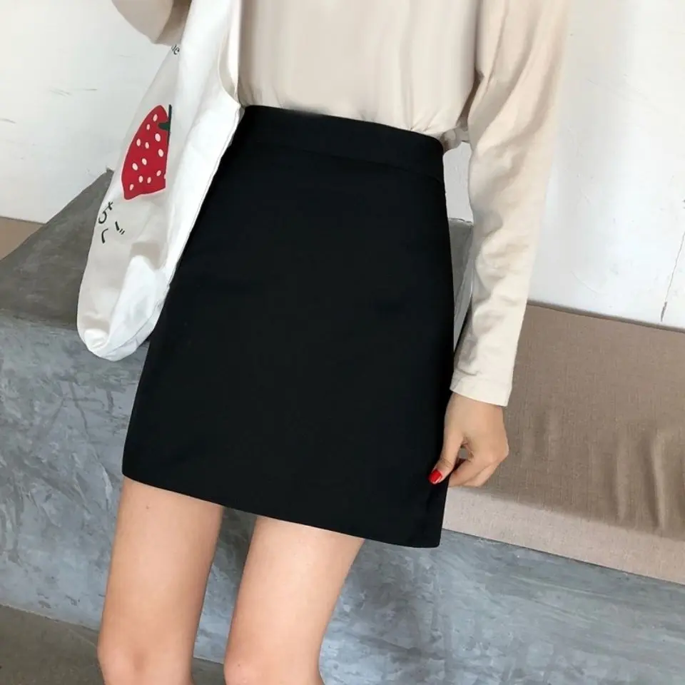 Chân Váy Chữ A Cạp Cao Phong Cách Hàn Quốc, Hàng Mới Về, Dành Cho Nữ, Thích Hợp Cho Mùa Xuân Và Mùa Thu, Nhỏ Và Dễ Phối Đồ Chân Váy Ngắn Màu Đen, Thích Hợp Cho Trang Phục Chuyên Nghiệp Women