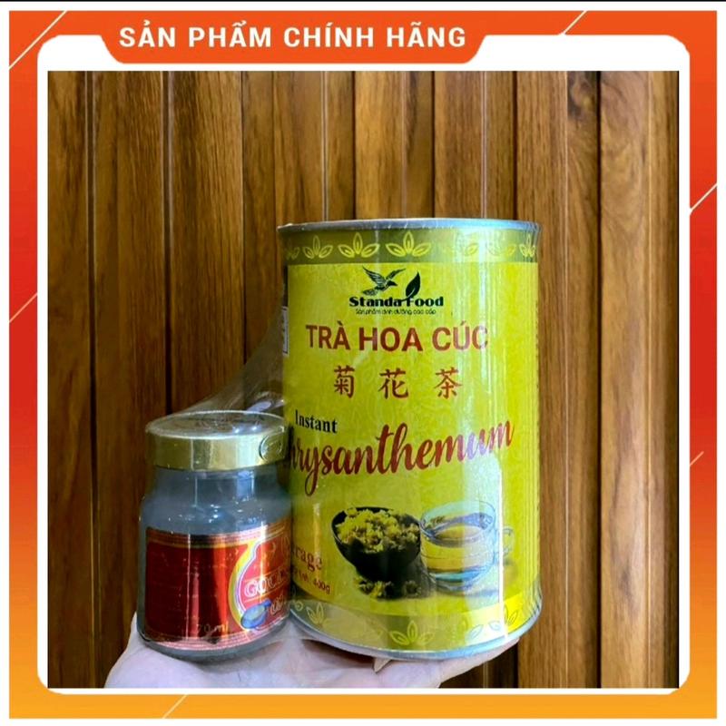 TRÀ HOA CÚC CAO CẤP KÈM 6 PHẨM : 1 LỌ YẾN BỒI BỔ 2 GÓI DINH DƯỠNG 3 GÓI ĐƯỜNG ĂN KIÊNG STANDAFOOD 400G LOẠI CAO CẤP - LỢI SỮA NHANH CHO MẸ BẦU TRƯỚC VÀ SAU SINH ,AN THẦN THANH LỌC .