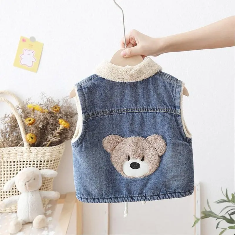 Áo Ghi Lê Nhung, Cho Bé Trai, Áo Ghi Lê Lông Cừu Berber, Dày Dặn, Giữ Nhiệt, Thích Hợp Cho Mùa Đông, Áo Khoác Denim, Cho Bé Trai