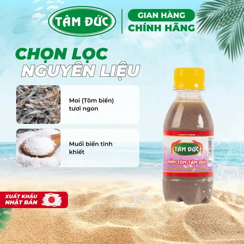 Mắm Tôm Xuất Khẩu Nhật Bản Tâm Đức từ tôm, moi chất lượng cao, không chất bảo quản chai nhựa/ thuỷ tinh 100g/ 200g/ 300g 1