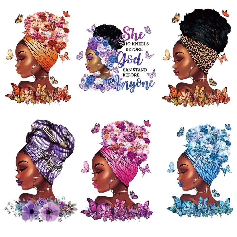 Women Figure Pattern Heat Transfer Sticker, 6 Counts/set DIY Iron On Transfer For Clothing Bag, Beautiful Design Patches On Clothes Decoration 0