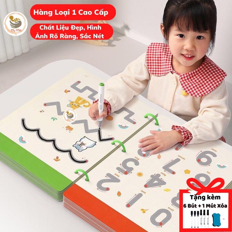 Combo Đệm Bút Viết Tay Cho Bé + Tập Tô Vẽ Thông Minh Tập Viết Xoá Được 64 Trang + 6 Bút - Học Liệu Montessori Đồ Chơi Giáo Dục Cao Cấp Cho Bé