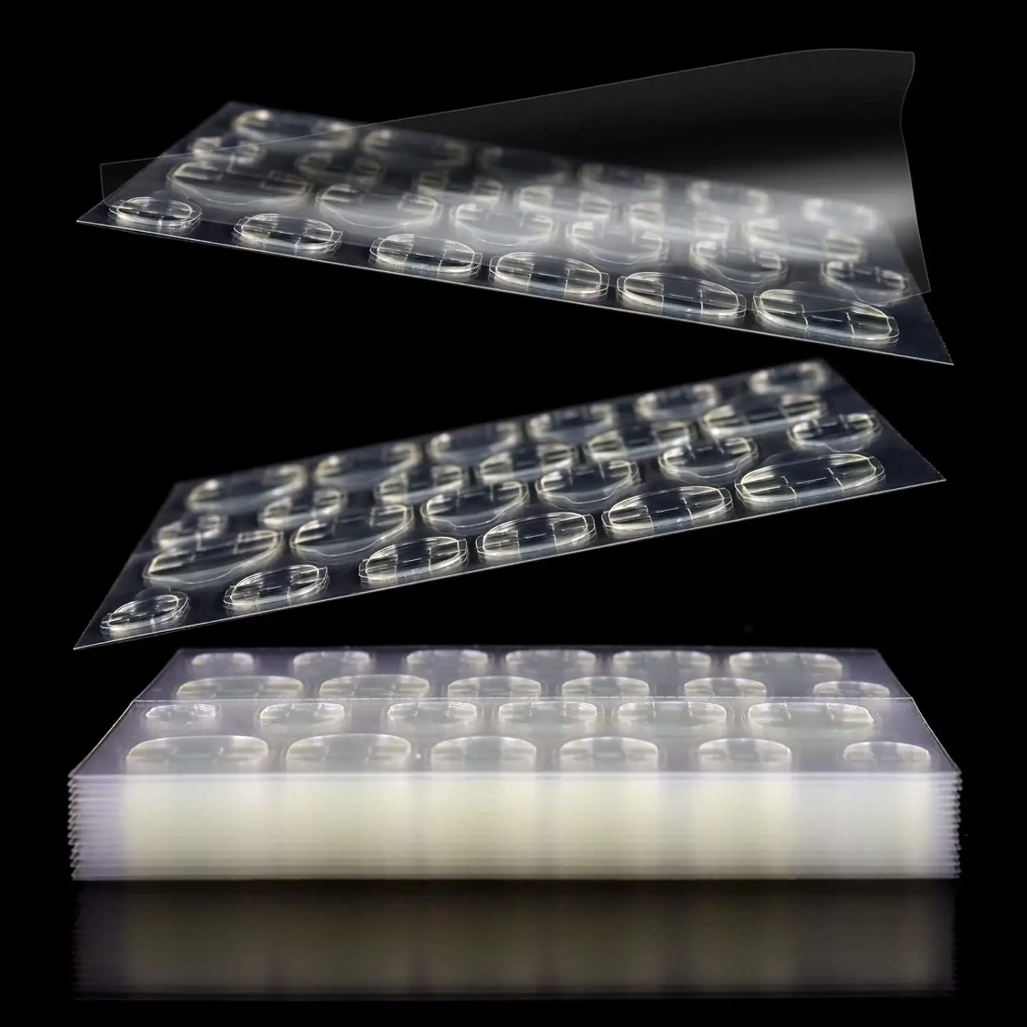 Allstarry 360 Pieces (15 Sheets) Adhesive Labels Ultra-thin Waterproof Breathable Double-sided Jelly Fake Nail Stickers Super Adhesive Fake Nail Glue Stickers Transparent Flexible for Nail Art