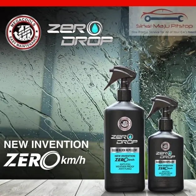 Megacools Zero Drop Clear Repellent 250 ml Original - Spray Penjernih Kaca Mobil Anti Jamur - Cairan Pengkilap & Pembersih Kaca Mobil EFEK DAUN TALAS