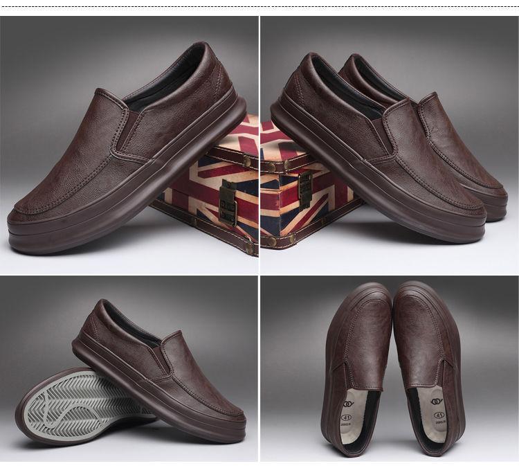 Product Introduction of 2023 Men's Shoes Autumn New Thick-Soled Slip-On Lazy Shoes Men's Breathable Height-Increasing Leather Shoes Soft-Soled Trendy Versatile Sneakers 27