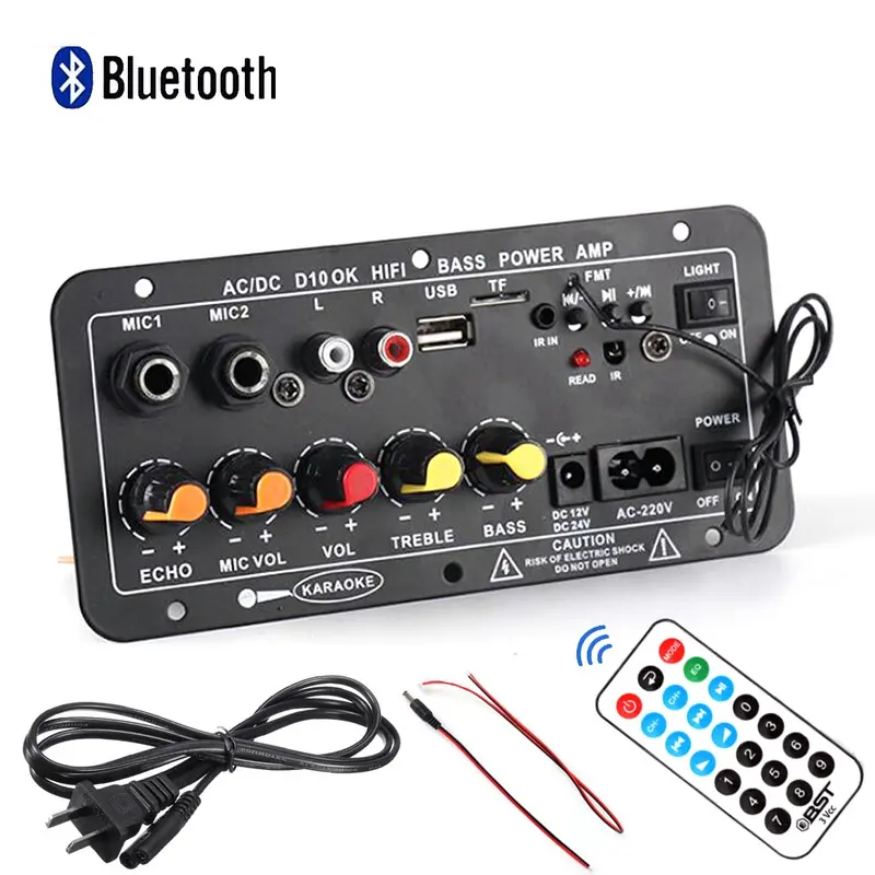 D10 Ⅱ 900W Amplifier Board Tampilan Digital Power Amplifier Board Untuk 8-12 Inci Speaker AC 220V-DC 12V-24V Bluetooth 5.0 Karaoke Audio Bluetooth USB FM Radio Player Subwoofer 1