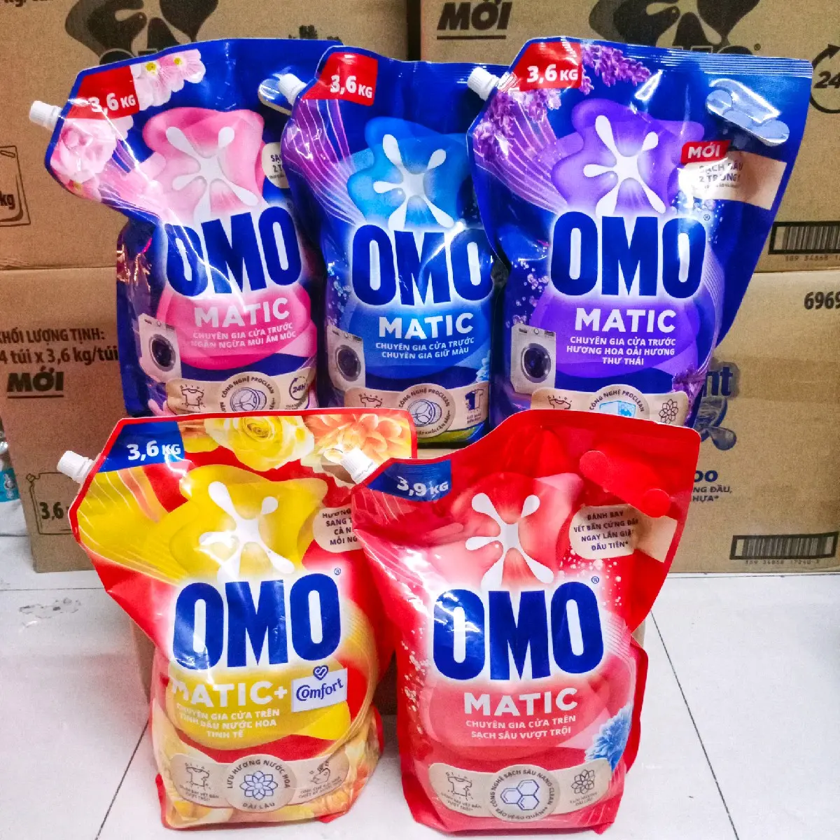 Nước giặt OMO MATIC Cửa trên & Cửa Trước 3,6kg ,3,9kg tinh dầu nước hoa