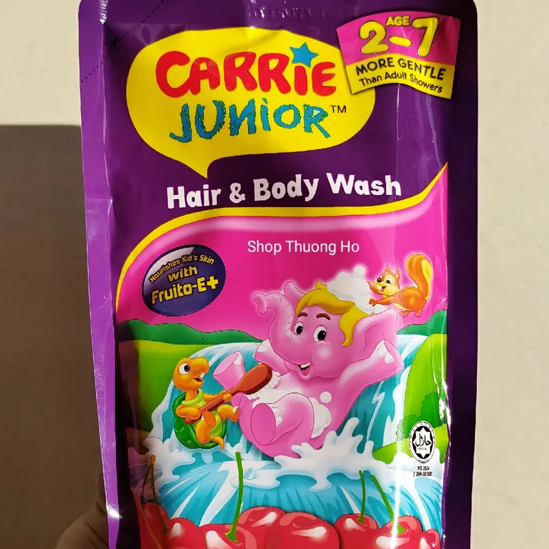 Bộ 2 túi sữa tắm gội (500gr x 2)cho bé từ 2 tuổi Carrie Junior hương Cheeky Cherry (HSD 2027) sữa tắm con voi 2