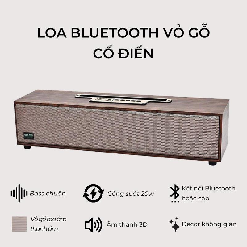 Loa bluetooth XM 520 Bass căng , Loa Bluetooth Để Bàn Vỏ Gỗ , Thiết Kế Sang Trọng Âm Thanh Trầm Ấm