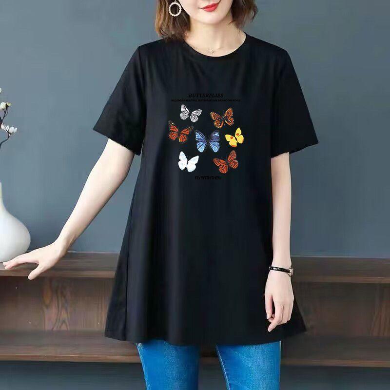Product Introduction of Women's plus Size Fashionable Simple T-shirt Summer Loose Age-Reducing Top Printed Short-Sleeved Top 16