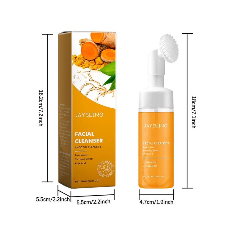Product Introduction of Turmeric Cleansing Foam Kojic Acid Cleanser  Oil Control Blackhead Remover  Moisturizing Face Wash Mousse 0