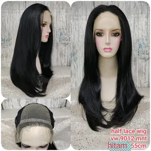 Half Lace Front Rambut Palsu Dewasa Panjang 55 CM VW 9012 MNT Model Lurus Bahan Fiber Cuci & Catok Setiap Pembelian Wig Dapat Satu Hairnet