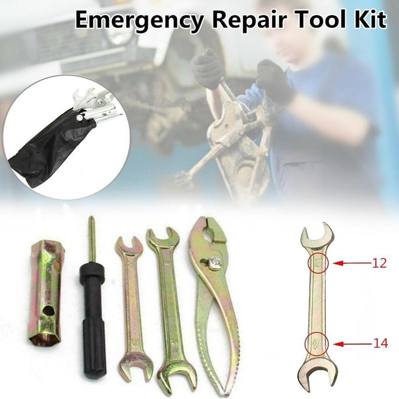 Product Introduction of 5Pcs Motor Tool Kit, Spark, Plug Remover, Wrench, Pliers With Black Storage Pocket Motorcycle N2C9 89