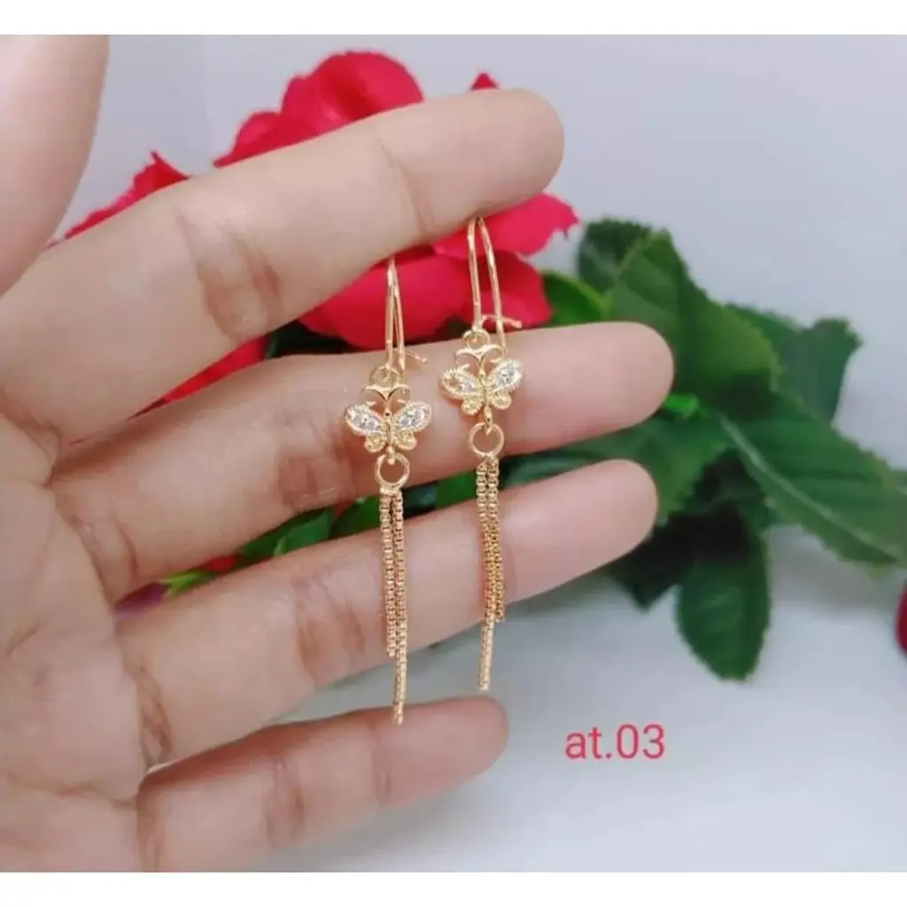 ANTING DESY TITANIUM MOTIF JURAI KUPU KUPU ANTI WANITA MODEL EMAS ANTI LUNTUR SELAMANYA COD Earrings