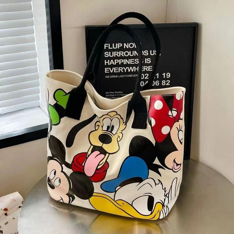 Product Introduction of New Mickey canvas bag schoolgirl large capacity cute cartoon goofy dog tote bag shoulder tote bag 6