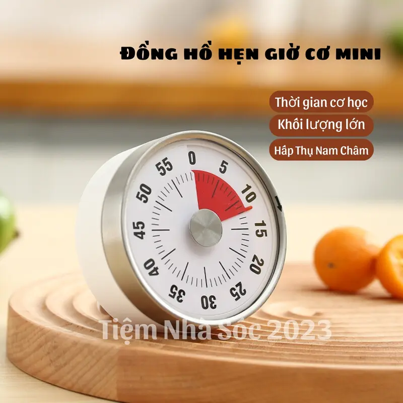 Đồng hồ đếm ngược Mechanical Timer,Đồng hồ hẹn giờ đếm ngược loại lớn 8cm giúp trẻ làm quen thời gian 1