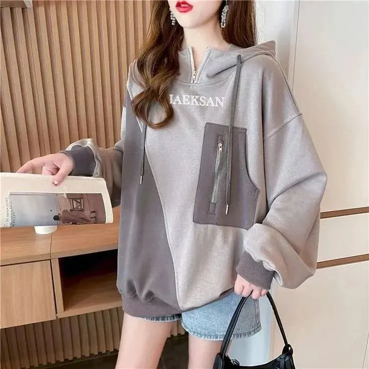 Oishi Aeksan Hoodie Sweater Wanita Korean Style - Sweater Hoodie Wanita Oversize kekinian 5