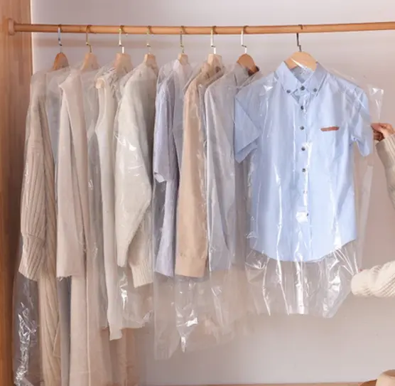 Bộ 10 túi nylon trong suốt bọc quần áo chống nước, bụi bẩn, nylon trùm áo vest, áo dài