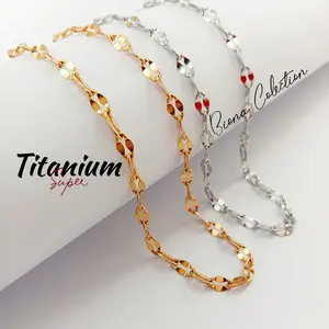 Titanium necklace for women with broken coffee style 3 mm, Kalung wanita anti karat dan tidak luntur model terbaru dan kekinian.