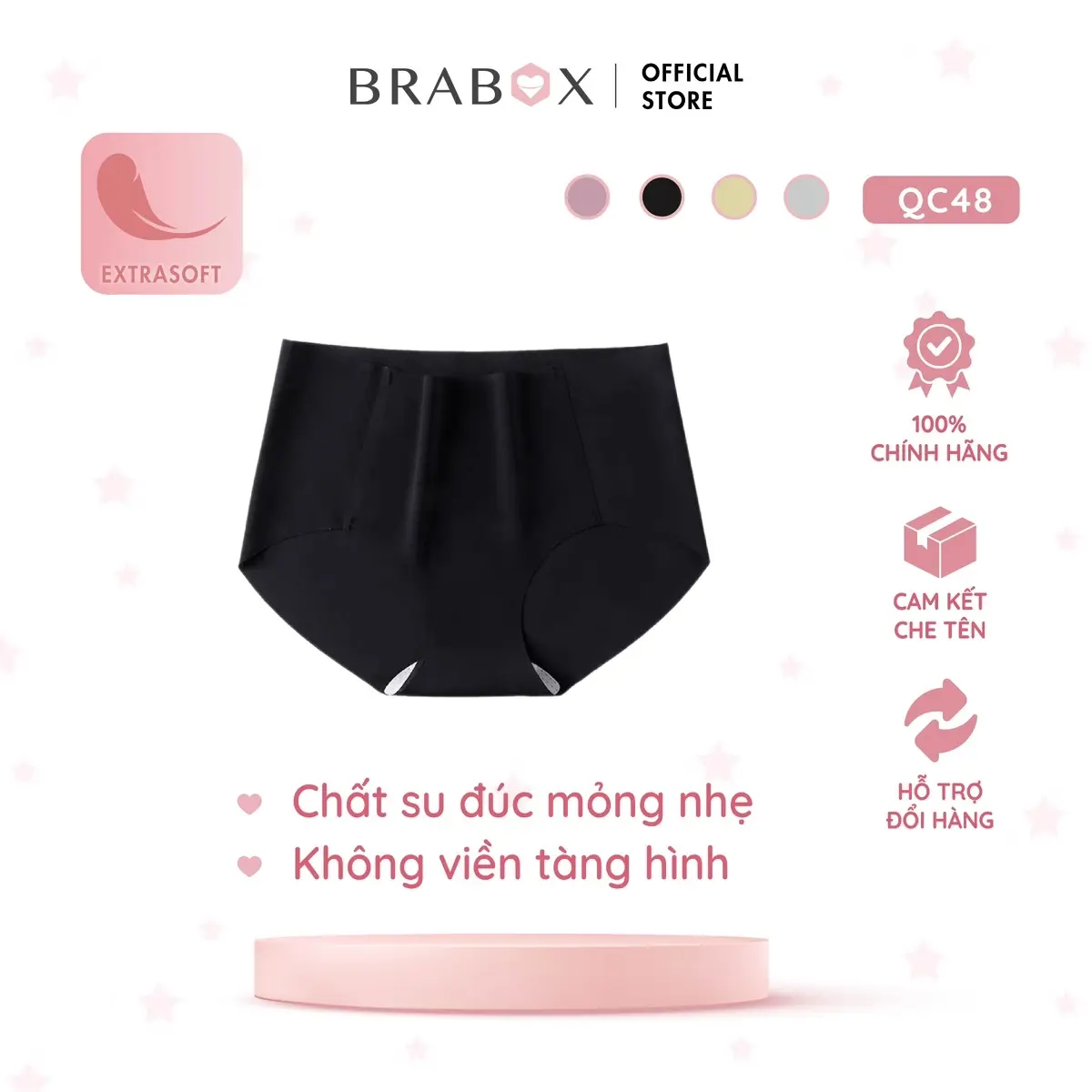 BRABOX Quần lót su đúc không viền cạp trung (CÓ BIGSIZE) QC48